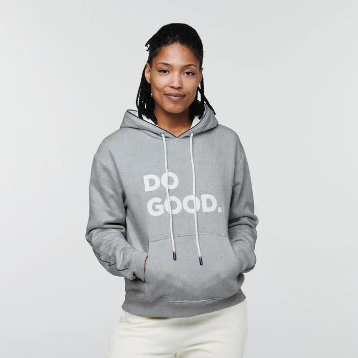 Women's Do Good Pullover Hoodie - Heather Grey Hoodie with Color Block Contrast Stylish