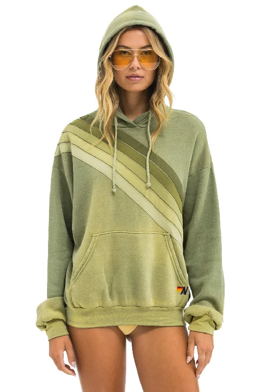 CROSS STRIPE RELAXED PULLOVER HOODIE - FADED ARMY Hoodie with Pocket Utility Practical CROSS STRIPE RELAXED PULLOVER HOODIE - FADED ARMY Hoodie with Pocket Utility Practical