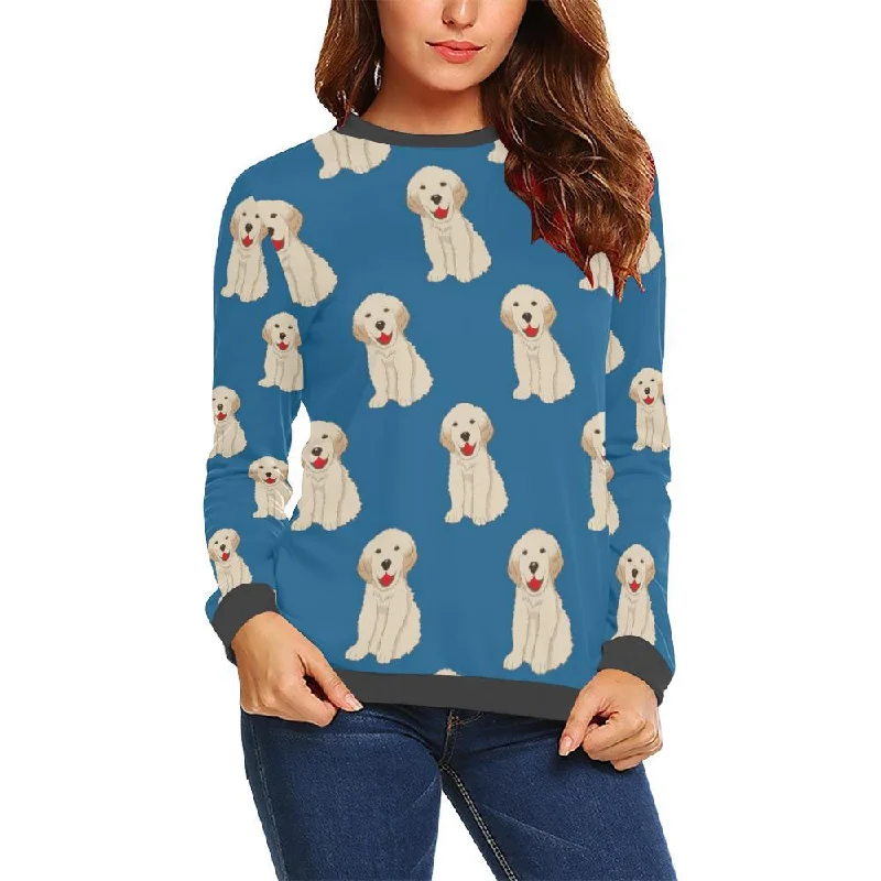 Golden Retriever Print Pattern Women's Sweatshirt Hoodie with Relaxed Fit Easy Casual