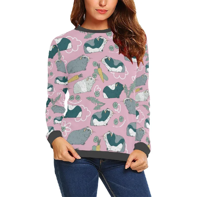 Guinea Pig Print Pattern Women's Sweatshirt Hoodie with Rolled Sleeves Casual Relaxed Guinea Pig Print Pattern Women's Sweatshirt Hoodie with Rolled Sleeves Casual Relaxed