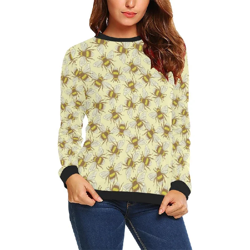 Honey Bee Gifts Pattern Print Women Crewneck Sweatshirt Hoodie with Half-Zip Sporty Casual Honey Bee Gifts Pattern Print Women Crewneck Sweatshirt Hoodie with Half-Zip Sporty Casual