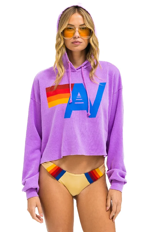 LOGO CROPPED PULLOVER RELAXED HOODIE - NEON PURPLE Hoodie with Zipper Versatile Modern LOGO CROPPED PULLOVER RELAXED HOODIE - NEON PURPLE Hoodie with Zipper Versatile Modern