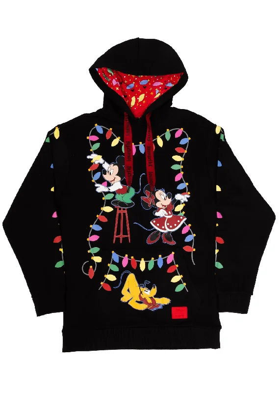 Disney Mickey & Friends Holiday String Lights Glow Unisex Hoodie Hoodie with Relaxed Fit Easy Casual