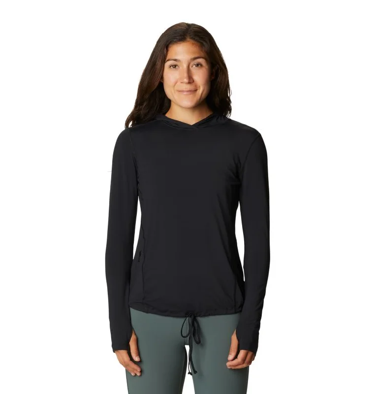 Women's Crater Lake Long Sleeve Hoody - Black Hoodie with Typography Text Message
