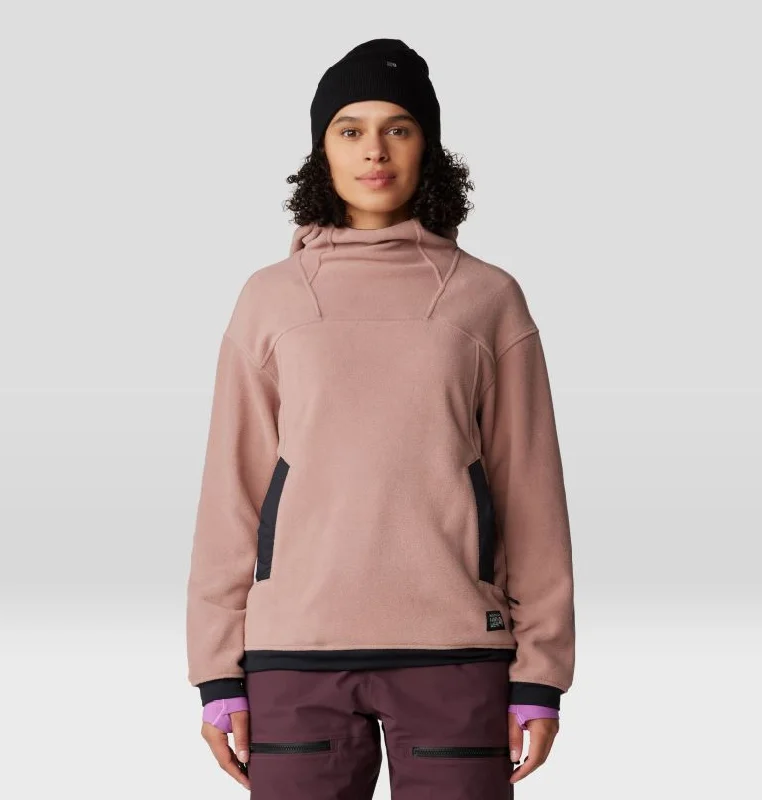 Women's Powder Maven Fleece Pullover Hoodie - Smoky Quartz Hooded Sweatshirt Casual Wear Street Style