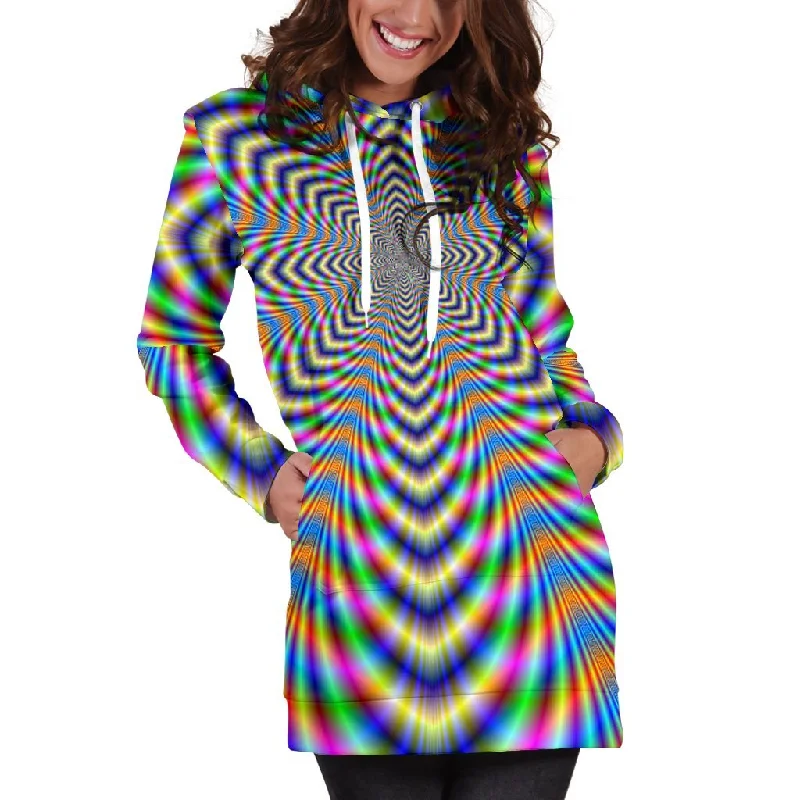 Octagonal Psychedelic Optical Illusion Pullover Hoodie Dress Hoodie with Hem Lace Feminine Delicate Octagonal Psychedelic Optical Illusion Pullover Hoodie Dress Hoodie with Hem Lace Feminine Delicate