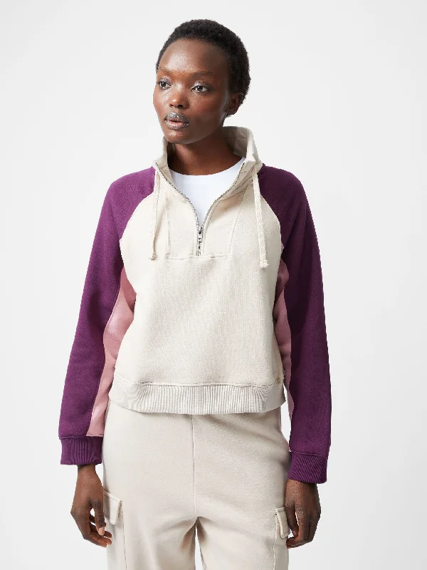Panel Half Zip Funnel Neck Sweatshirt Hoodie with Turtle Neck Cozy Winter