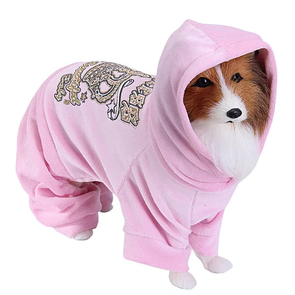 Maxbell Maxbell Pet Dog Hoodie Autumn Coat Velour Jumpsuit Clothes Apparel Pink (S) Hoodie with Slit Hem Functional Movement Maxbell Maxbell Pet Dog Hoodie Autumn Coat Velour Jumpsuit Clothes Apparel Pink (S) Hoodie with Slit Hem Functional Movement