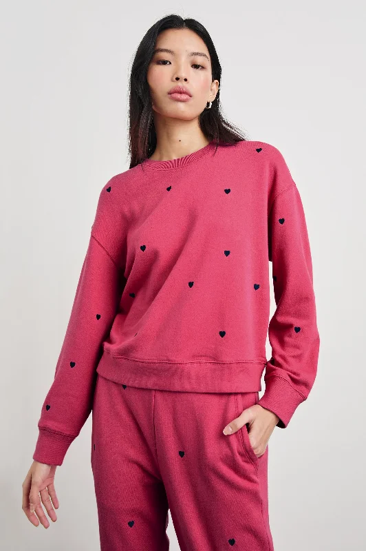 RAMONA SWEATSHIRT - PINK MIDNIGHT HEARTS Hoodie with Magnetic Closure Innovative Modern RAMONA SWEATSHIRT - PINK MIDNIGHT HEARTS Hoodie with Magnetic Closure Innovative Modern