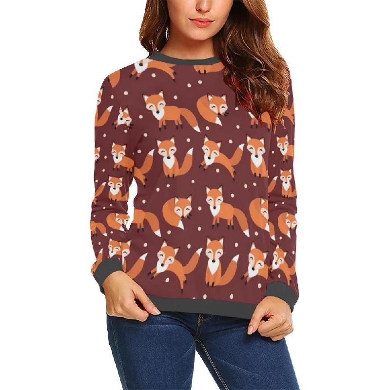 Snow Fox Pattern Print Women's Sweatshirt Hoodie with Exposed Zipper Edgy Industrial Snow Fox Pattern Print Women's Sweatshirt Hoodie with Exposed Zipper Edgy Industrial
