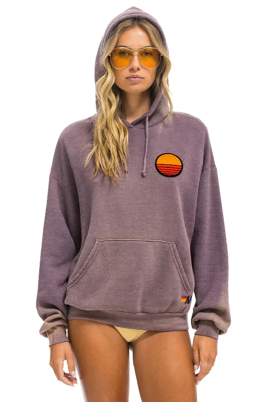 SUNSET PATCH PULLOVER RELAXED HOODIE - FADED MOCHA Hoodie with Hem Patch Decorative Personalized SUNSET PATCH PULLOVER RELAXED HOODIE - FADED MOCHA Hoodie with Hem Patch Decorative Personalized