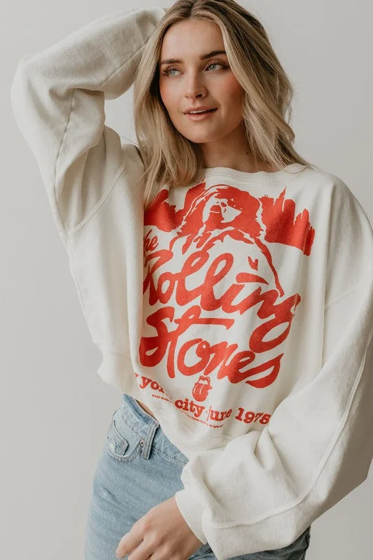 The Rolling Stones, New York City Sweatshirt Hoodie with Cuffed Sleeves Snug Secure