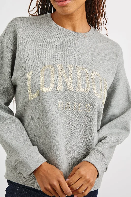 THE VARSITY SWEATSHIRT - LONDON GLITTER Hoodie with Toggle Buttons Decorative Unique THE VARSITY SWEATSHIRT - LONDON GLITTER Hoodie with Toggle Buttons Decorative Unique
