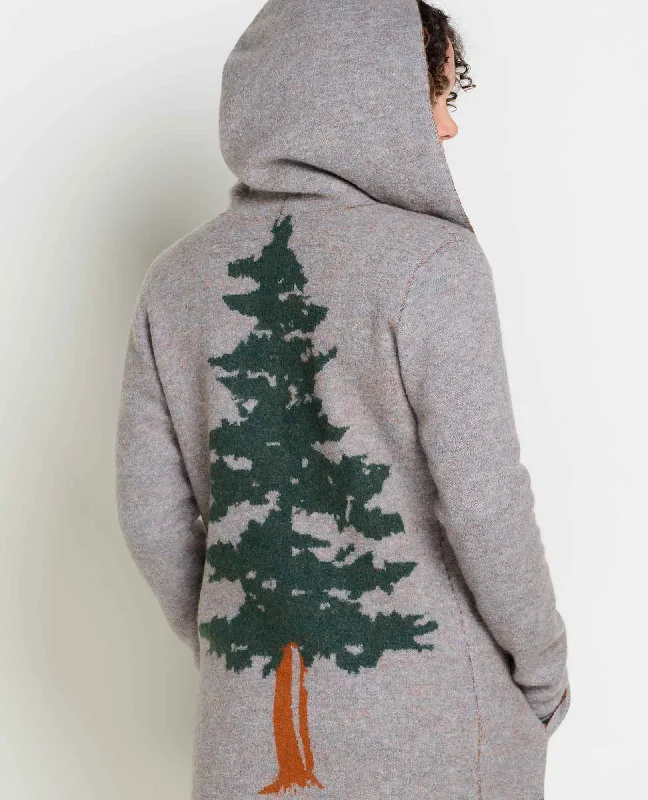 Women's Merino Heartfelt Hoodie - Basalt Tree Hoodie with Hem Fringe Bohemian Relaxed Women's Merino Heartfelt Hoodie - Basalt Tree Hoodie with Hem Fringe Bohemian Relaxed