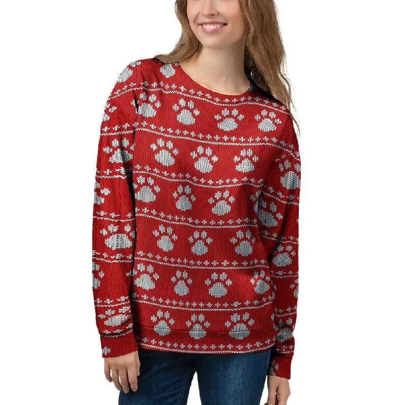 Ugly Christmas Paw Women's Sweatshirt Hoodie with V-Neck Classic Versatile