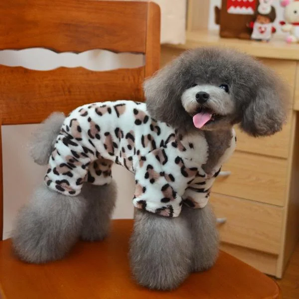 Maxbell Maxbell White with Chocolate Leopard Hooded Jumpsuit for Pet Dog - XL Hoodie with Mock Neck Collared Structured Maxbell Maxbell White with Chocolate Leopard Hooded Jumpsuit for Pet Dog - XL Hoodie with Mock Neck Collared Structured