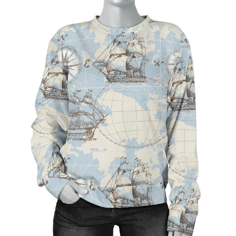 World Print Map Pattern Women's Sweatshirt Hoodie with Elastic Cuffs Stretchable Comfortable World Print Map Pattern Women's Sweatshirt Hoodie with Elastic Cuffs Stretchable Comfortable