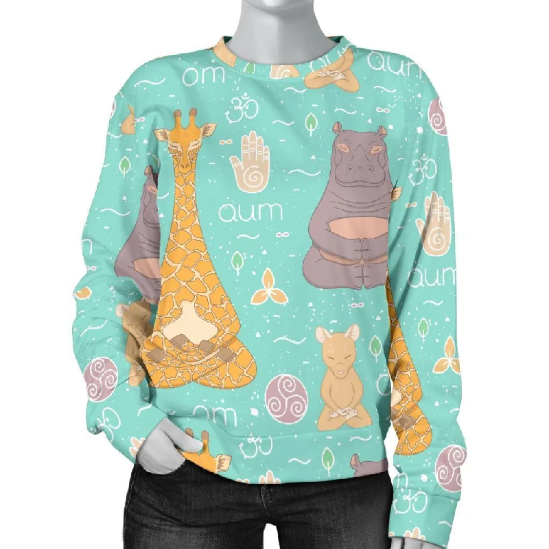 Yoga Meditation Pattern Print Women's Sweatshirt Hoodie with Color Block Contrast Stylish Yoga Meditation Pattern Print Women's Sweatshirt Hoodie with Color Block Contrast Stylish