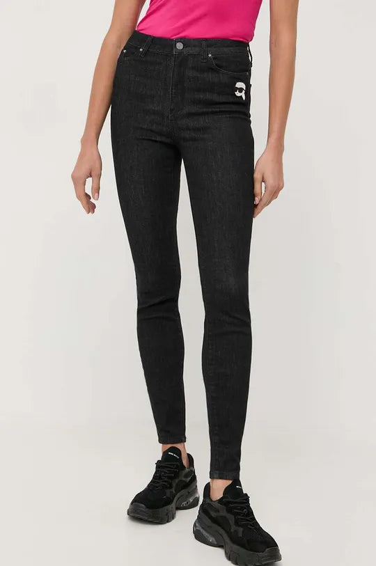 Karl Lagerfeld 230W1110 Ikonik 2.0 Denim Pants Black Soft Stretch Pants