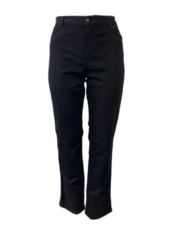 Marina Rinaldi Women's Black Ignoto High Rise Straight Pants NWT Stylish Paperbag Waist Pants