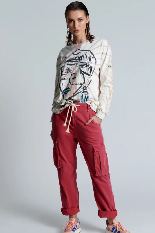 OneTeaspoon Womens Red Envy Cargo Safari Mid Waist Relaxed Pant - Red Envy Cozy Jogger Leggings