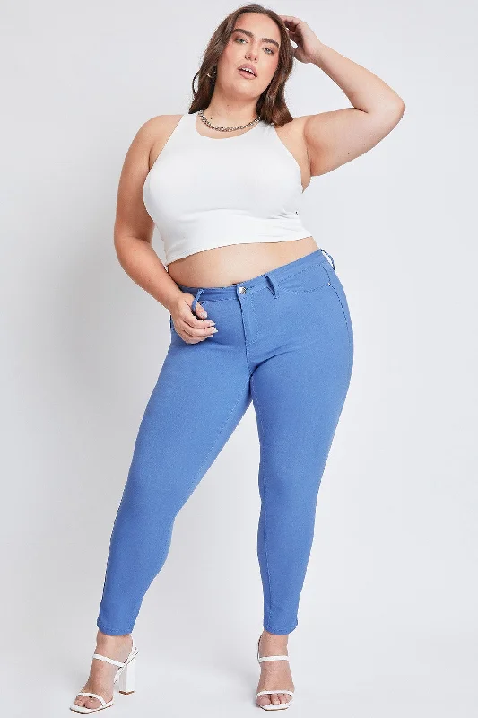 Women's Plus Hyperstretch Forever Color Pants, Blue Bay Elegant Silk Pants