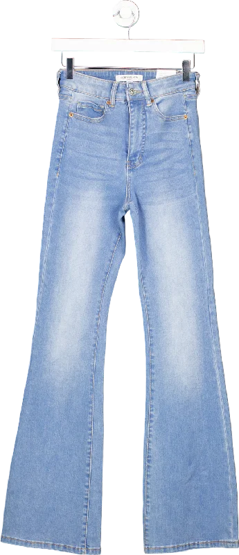 Forever New Light Blue High-Rise Skinny Flare Denim Jeans UK 6 Classic Button Fly Jeans