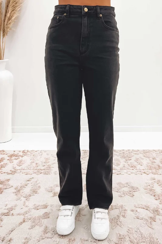 High Straight 80 Jean Galactic Black Elegant High-Waisted Flared Jeans