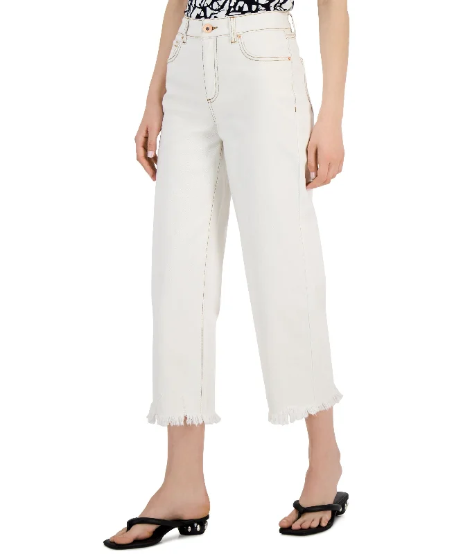 INC International Concepts Womens High Rise Cropped Wide Leg Jeans Fashionable Straight Cut Jeans