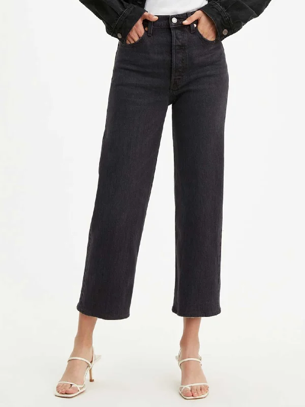 Ribcage Straight Ankle Jeans Fashionable Button-Front Jeans