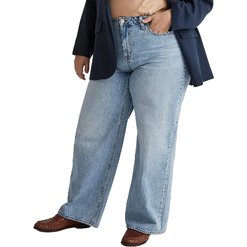 Madewell Womens Plus High Waist Light Wash Wide Leg Jeans Fashionable Relaxed Fit Denim