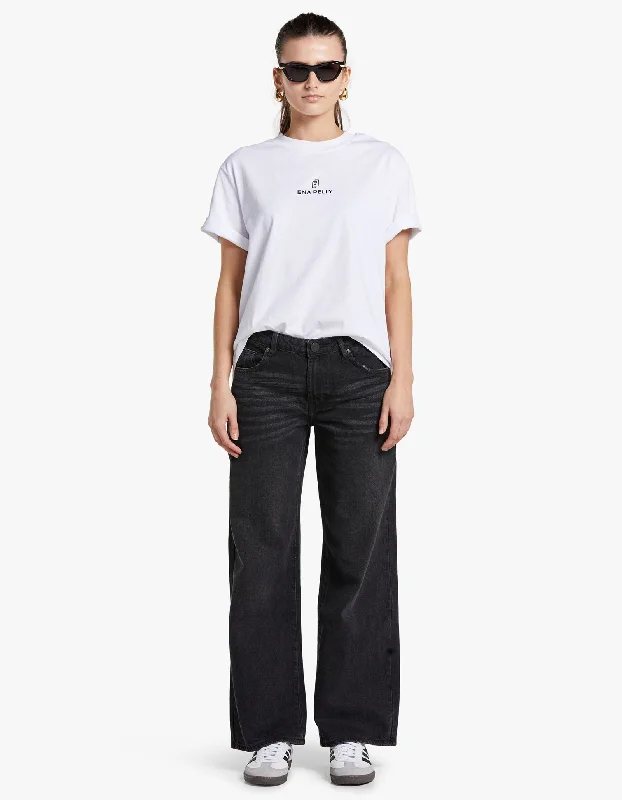 Low Riders Low Waist Wide Leg Jean - Black Oak Trendy Flared Leg Jeans
