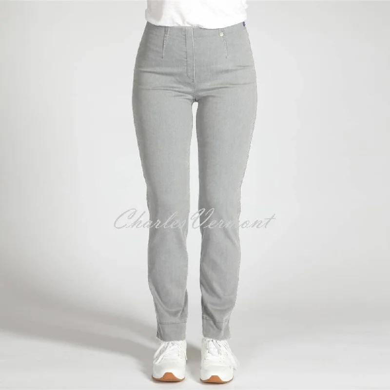 Robell Marie Full Length Jean 51639-5448-91 (Light Grey Denim) Chic Ripped Jeans