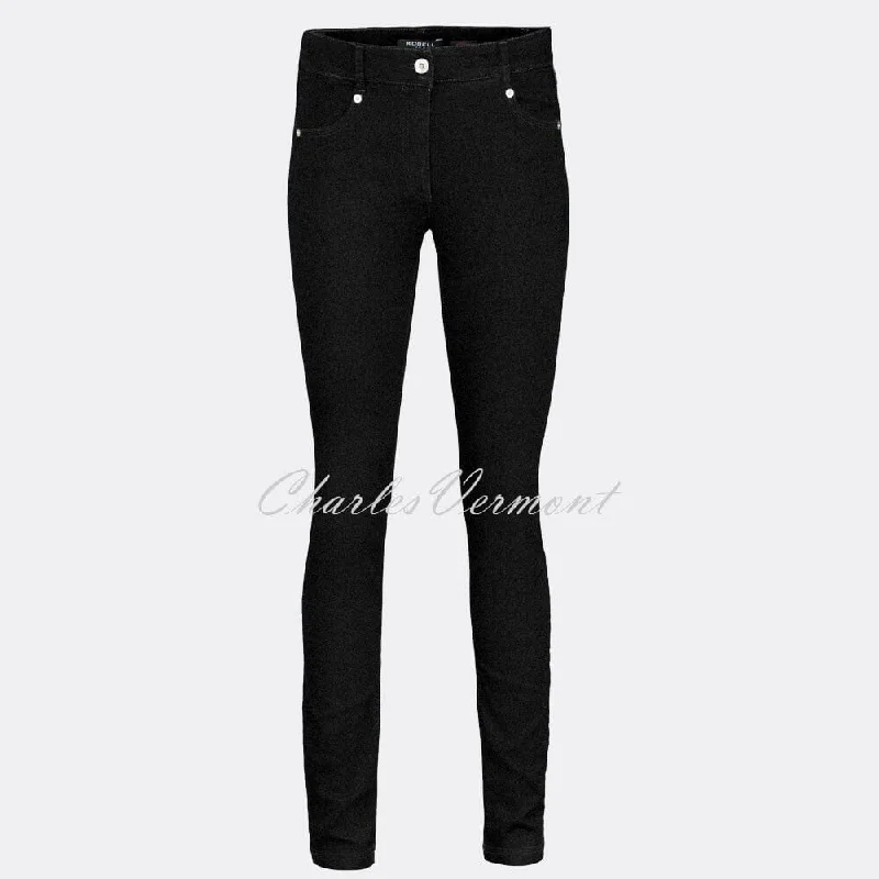 Robell Star Full Length Jean 51601-5448-90 (Black) Comfortable Flare Leg Jeans