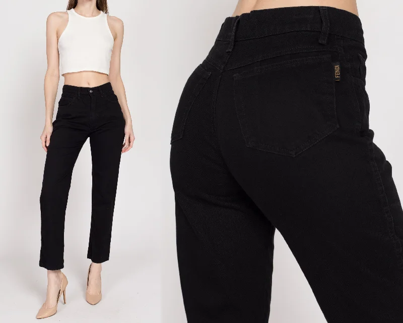 Small 90s Fendi Black High Waisted Jeans 26" Fashionable Mom Jeans