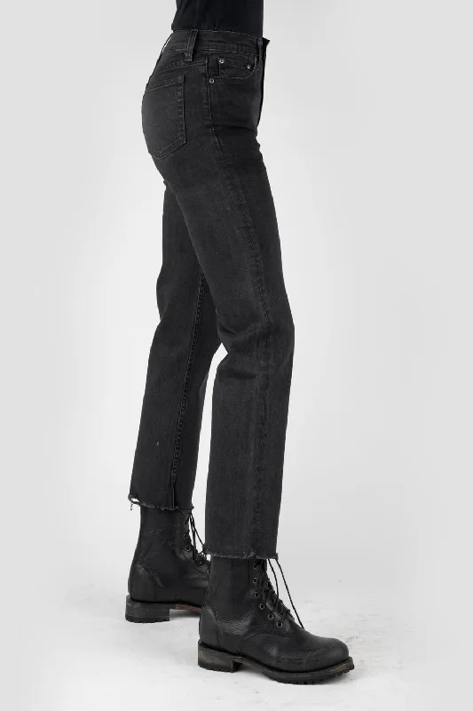 Stetson Womens Black Cotton Blend 915 High Rise Jeans Chic Cropped Jeans