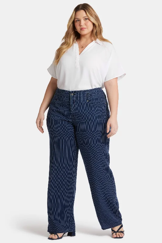 Teresa Wide Leg Jeans In Plus Size - Dark Ocean Classic Black Denim Jeans