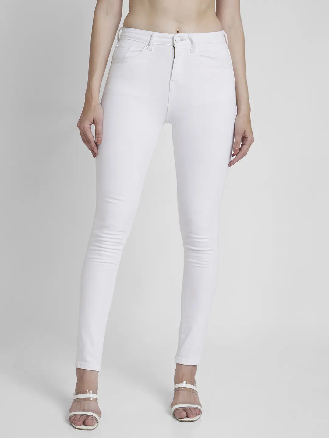 Spykar Women White Lycra Skinny Fit Regular Length Slash Knee Jeans -(Adora) Casual Wide-Legged Denim Jeans Spykar Women White Lycra Skinny Fit Regular Length Slash Knee Jeans -(Adora) Casual Wide-Legged Denim Jeans
