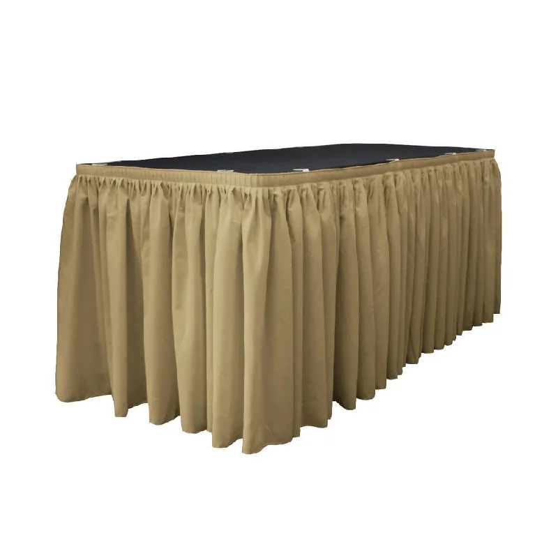 14 Ft. x 29 in. Taupe Accordion Pleat Polyester Table Skirt low waist skirt