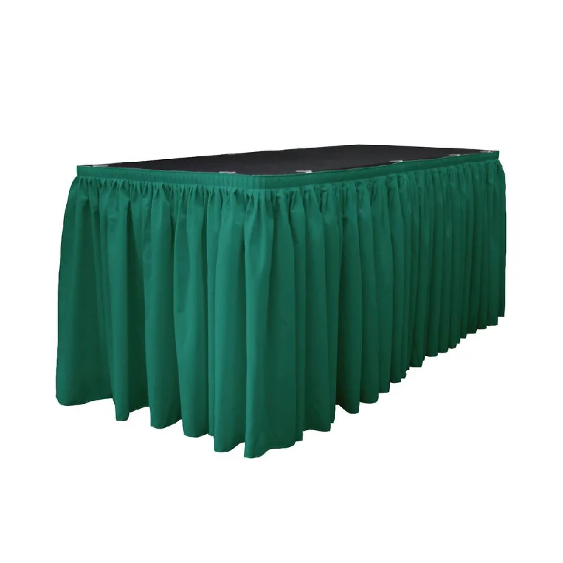 14 Ft. x 29 in. Teal Accordion Pleat Polyester Table Skirt ribbed skirt waist
