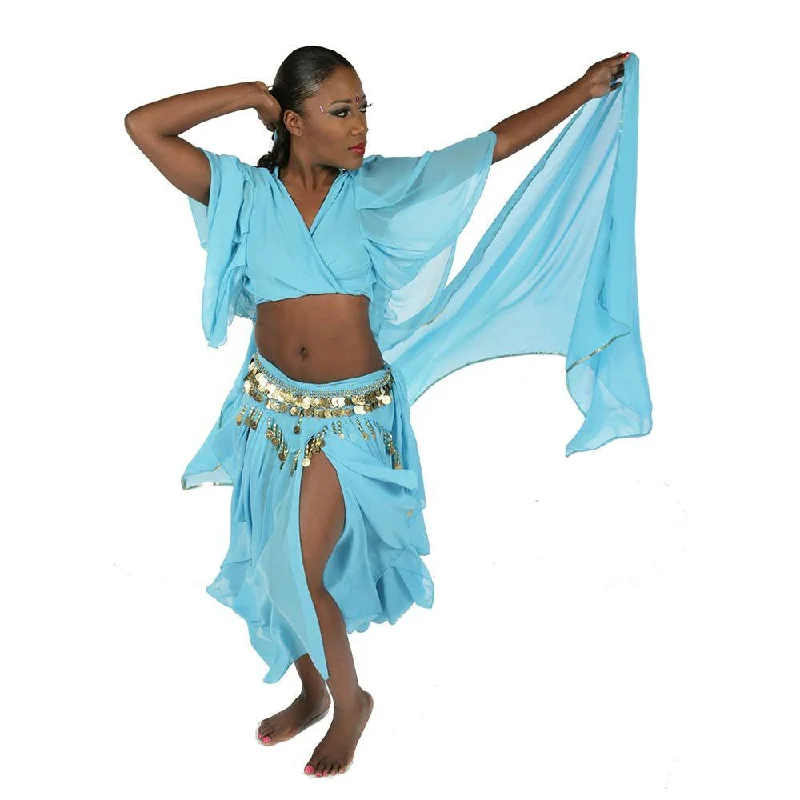 Belly Dance Skirt, Top, Veil, & Hip Scarf Costume Set | SERENITY SERENADE leather skirt bold