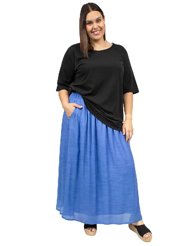 Bluebird Maxi Skirt - Blue velvet skirt rich