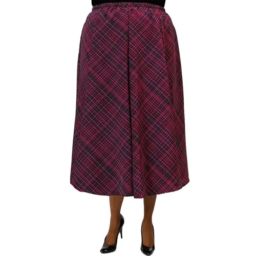 Diagonal Plaid Purple 8-Gore Plus Size Skirt velvet skirt plush