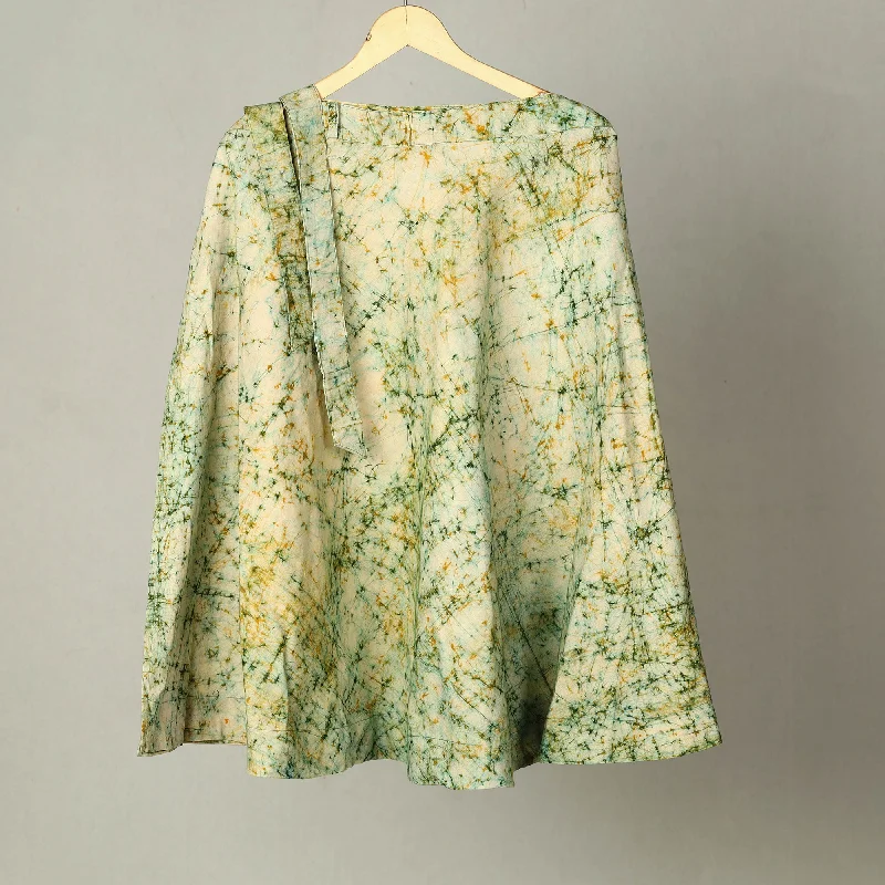 Green - Hand Batik Print Cotton Wrap Around Skirt 08 satin skirt smooth