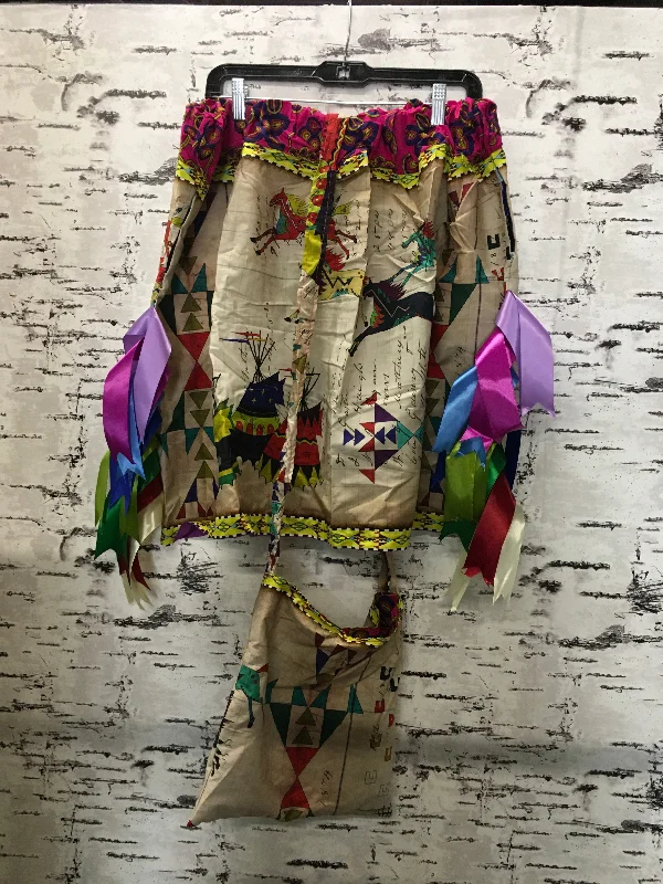 Handmade Ledger Horses & Magenta Beaded Trim w/ Bag Ribbon Skirt vintage skirt charm