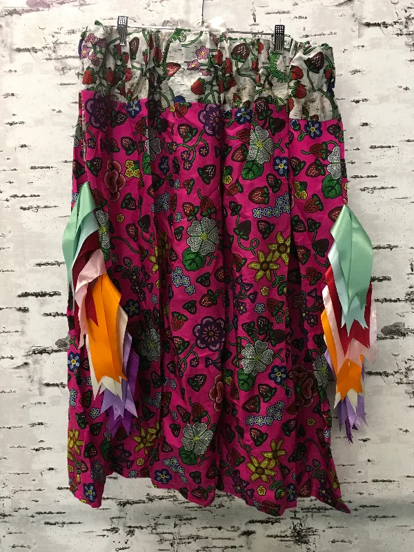 Handmade Magenta Strawberry Dreams & Birch Strawberry Dreams Trim w/ Bag Ribbon Skirt silk skirt sleek