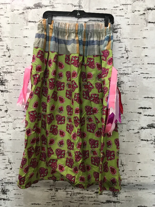 Handmade Sage Green Beaded Strawberries & Blue Flannel Trim Ribbon Skirt denim skirt stylish