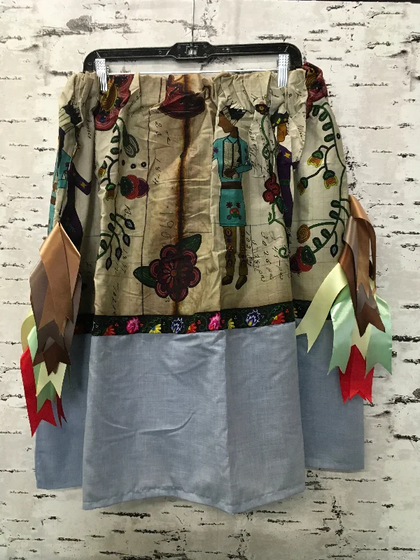 Handmade Floral Ledger Encounter & Light Blue Hem Ribbon Skirt wool skirt sturdy