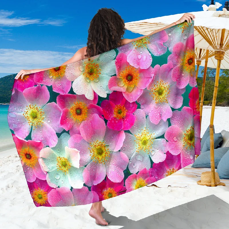 Pink Flowers Scarf Sarong lace skirt intricate