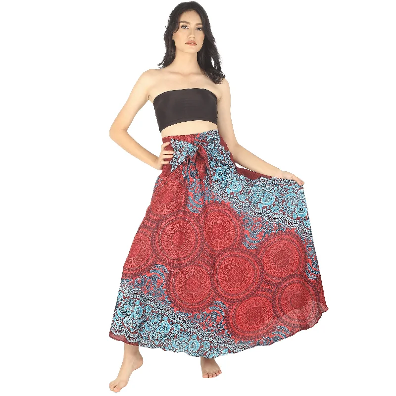 Princess Mandala Women's Bohemian Skirt in Red SK0033 020030 01 pleated skirt texture
